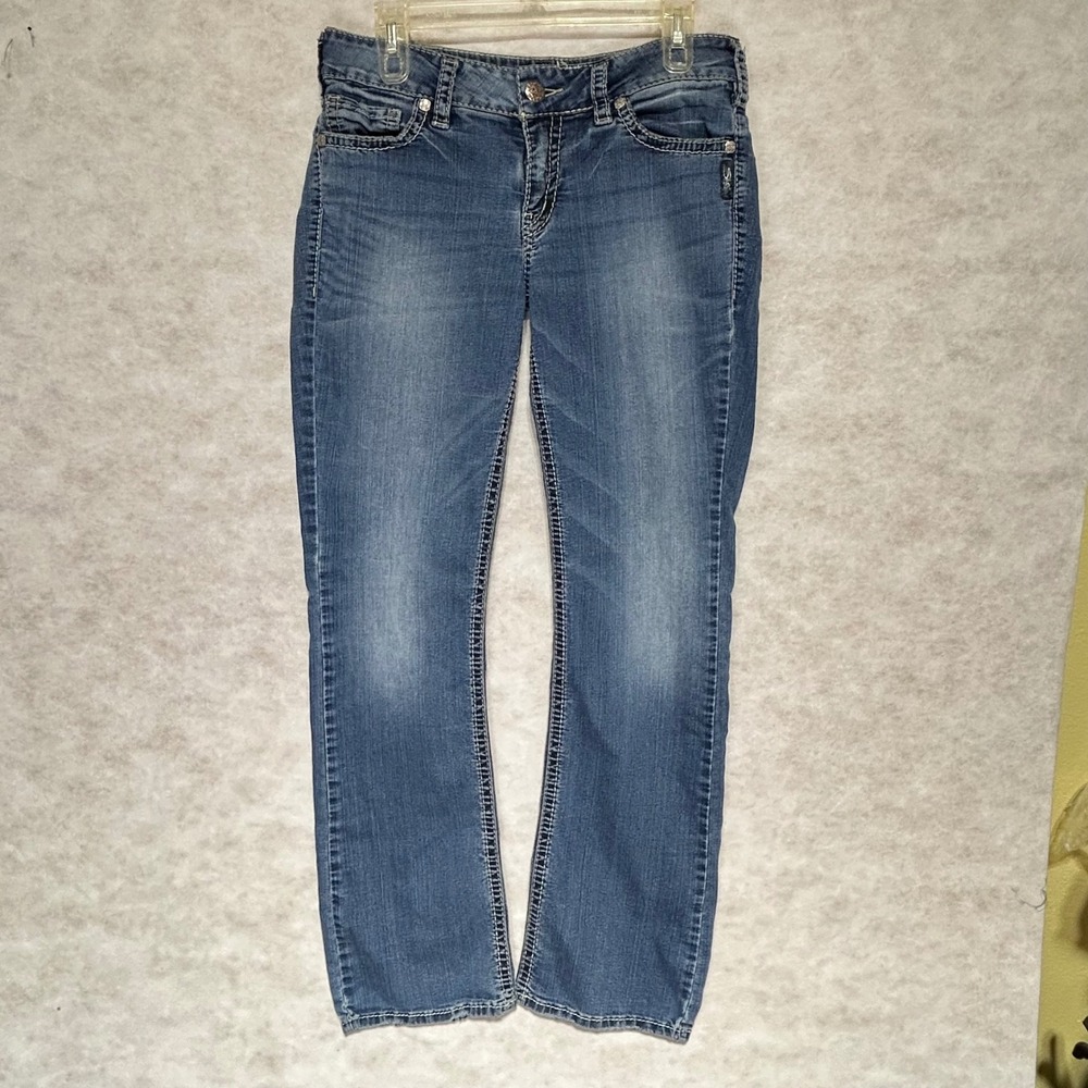 Silver Jeans Co Suki Mid Slim Boot Blue Denim Super Stretch W32 L33 L93616SSF384